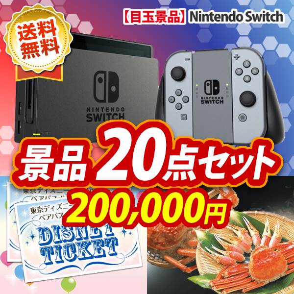 ビンゴ景品20点セット【Nintendo Switch/ディズニーペアチケット 他】A3パネル・目録付き<送料無料>