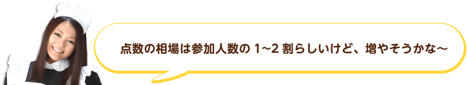 点数の相場は参加人数の1~2割らしいけど、増やそうかな～