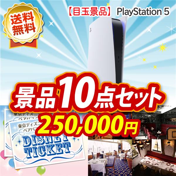 ビンゴ景品10点セット【PlayStation 5/ディズニーペアチケット 他】A3パネル・目録付き<送料無料>