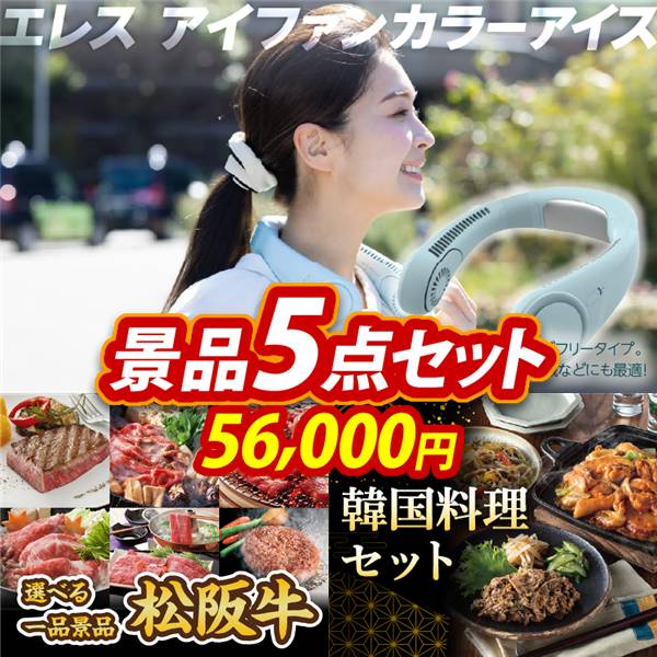 ビンゴ景品5点セット【エレス アイファンカラーアイス/選べる一品景品【松阪牛】 他】A3パネル・目録付き<送料無料>