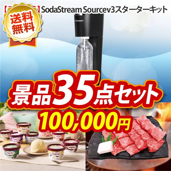 ビンゴ景品35点セット【SodaStreamスターターキット/ハーゲンダッツ ミニカップ 1ヶ月分　30個 他】A3パネル・目録付き<送料無料>