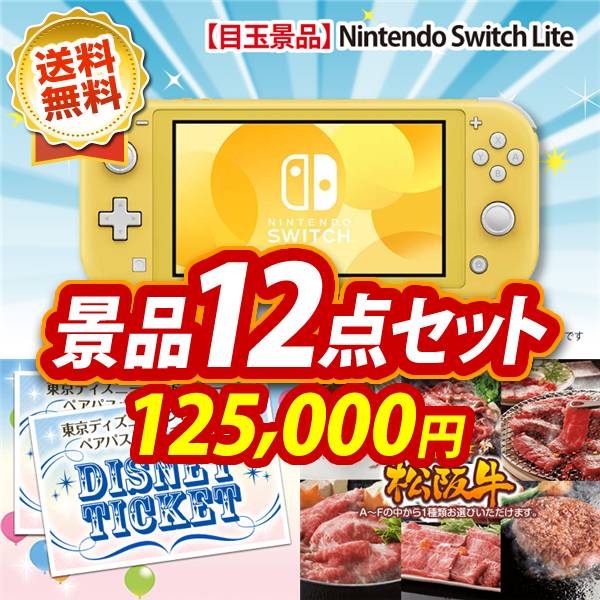 ビンゴ景品12点セット【Nintendo Switch Lite/ディズニーペアチケット 他】A3パネル・目録付き<送料無料>