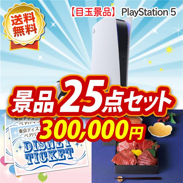ビンゴ景品25点セット【PlayStation 5/ディズニーペアチケット 他】A3パネル・目録付き<送料無料>
