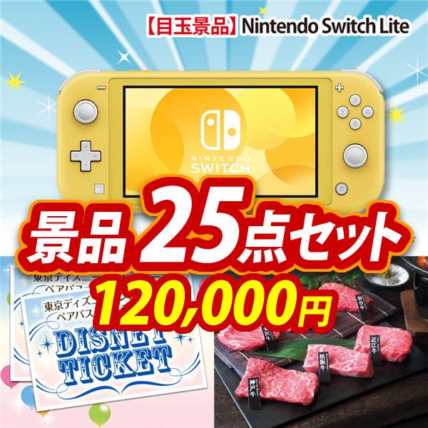 ビンゴ景品25点セット【Nintendo Switch Lite/ディズニーペアチケット 他】A3パネル・目録付き<送料無料>