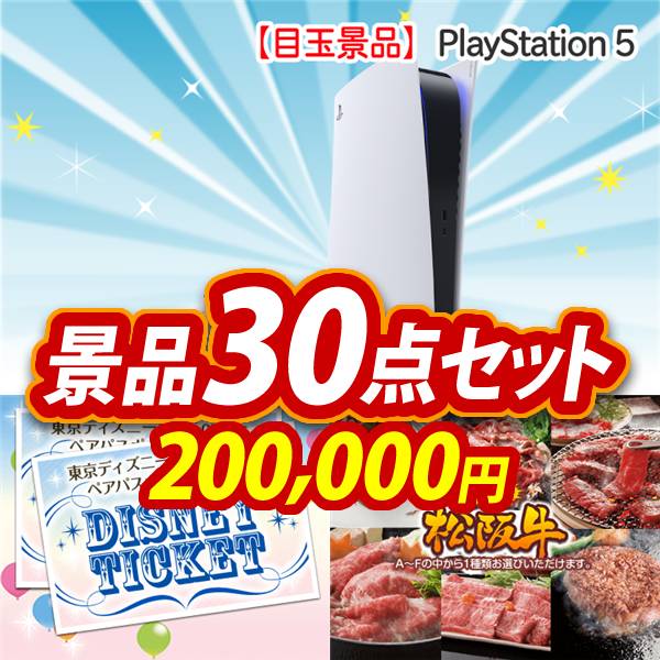 ビンゴ景品30点セット【PlayStation 5/ディズニーペアチケット 他】A3パネル・目録付き<送料無料>
