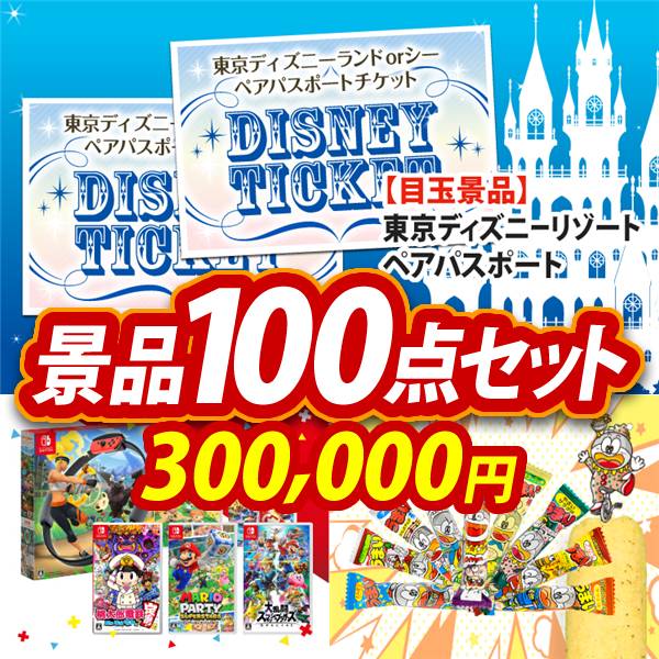 ビンゴ景品100点セット【ディズニーペアチケット/選べる!Switchゲームソフト 他】A3パネル・目録付き<送料無料>