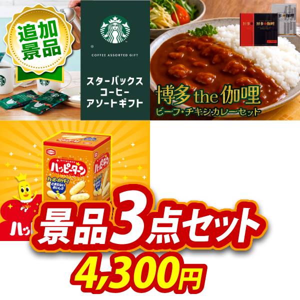 《追加用》ビンゴ景品3点セット【スターバックス コーヒーアソートギフト/博多 Theカリー ビーフ・チキンカレーセット 他】送料無料