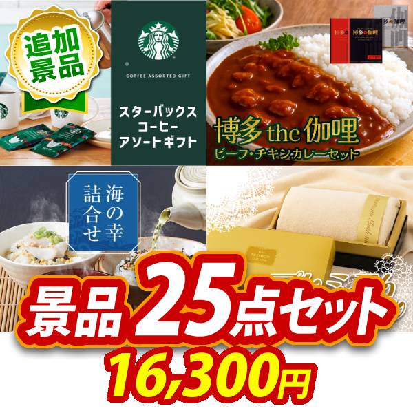 《追加用》ビンゴ景品25点セット【スターバックス コーヒーアソートギフト/博多 Theカリー ビーフ・チキンカレーセット 他】送料無料