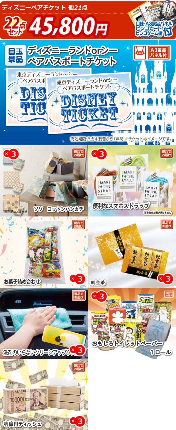 イベント景品22点セット【ディズニーペアチケット/ソソコットン