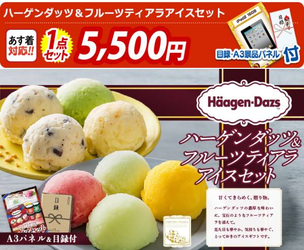 新年会景品【ハーゲンダッツ&フルーツティアラアイスセット】A3パネル