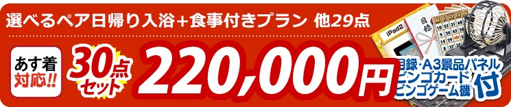 【目玉:選べるペア日帰り入浴+食事付きプラン】30点セット 30点セット 220000円