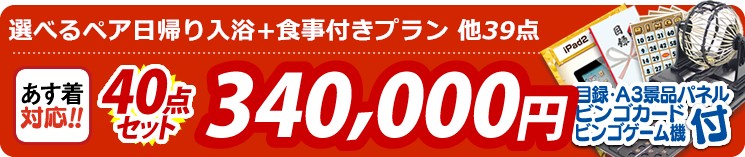 【目玉:選べるペア日帰り入浴+食事付きプラン】40点セット 40点セット 340000円