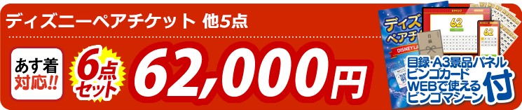 【目玉：ディズニーチケット ペア1DAYパスポート】6点セット 6点セット 62000円