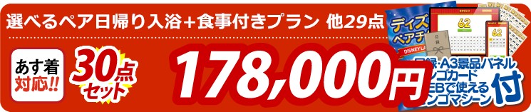 【目玉：選べるペア日帰り入浴+食事付きプラン】30点セット 30点セット 178000円