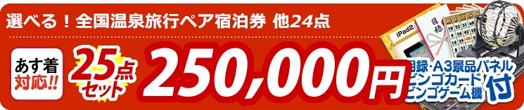 【目玉:選べる!全国温泉旅行ペア宿泊券】25点セット 25点セット 250000円