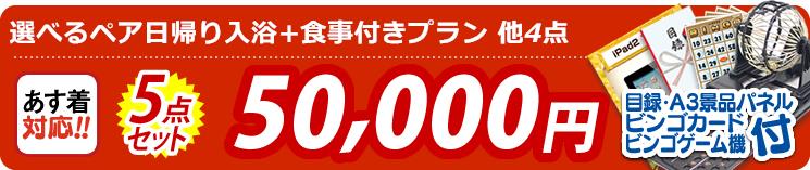 【目玉:選べる!四季を奏でるペア日帰り温泉】5点セット 5点セット 50000円