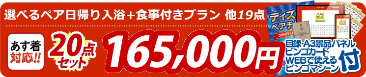 【目玉：選べるペア日帰り入浴+食事付きプラン】20点セット 20点セット 165000円