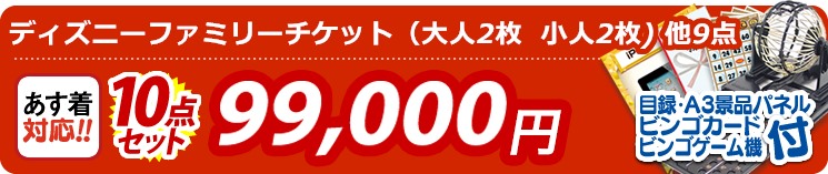 【目玉:ディズニーファミリーチケット(大人2枚  小人2枚)】10点セット 10点セット 99000円