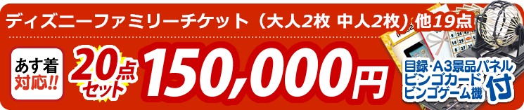 【目玉:ディズニーファミリーチケット(大人2枚 中人2枚) 】20点セット 20点セット 150000円