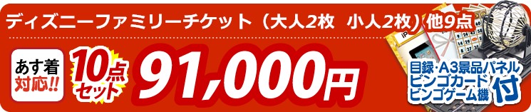 【目玉:ディズニーファミリーチケット(大人2枚  小人2枚)】10点セット 10点セット 91000円