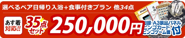 【目玉:選べるペア日帰り入浴+食事付きプラン】35点セット 35点セット 250000円