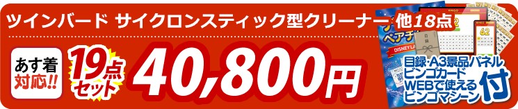 【目玉：ツインバード サイクロンスティック型クリーナー】19点セット 19点セット 40800円