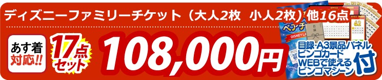 【目玉：ディズニーファミリーチケット（大人2枚  小人2枚)】17点セット 17点セット 108000円