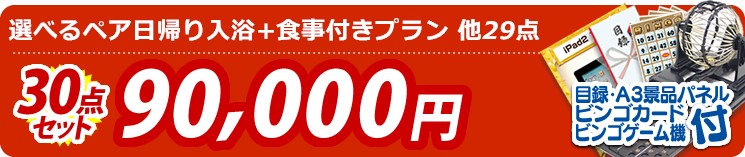 【目玉:選べるペア日帰り入浴+食事付きプラン】30点セット 30点セット 90000円