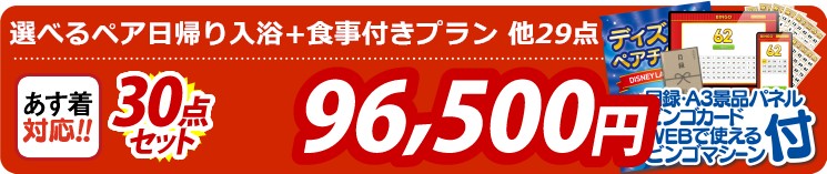 【目玉：選べるペア日帰り入浴+食事付きプラン】30点セット 30点セット 96500円