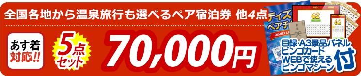 【目玉：選べる！全国温泉旅行ペア宿泊券】5点セット 5点セット 70000円