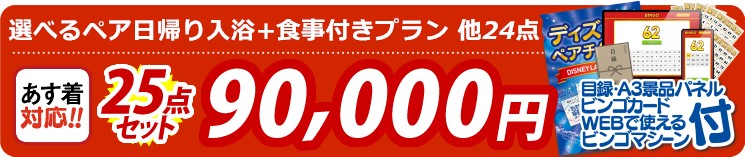 【目玉：選べるペア日帰り入浴+食事付きプラン】25点セット 25点セット 90000円