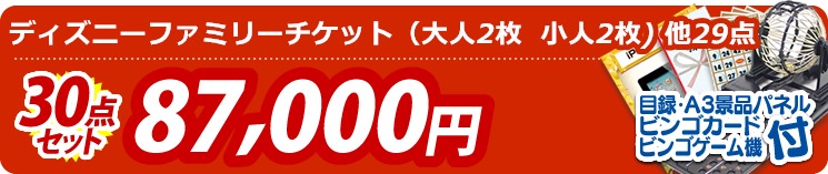 【目玉:ディズニーファミリーチケット(大人2枚  小人2枚)】30点セット 30点セット 87000円