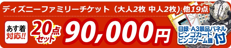 【目玉:ディズニーファミリーチケット(大人2枚 中人2枚) 】20点セット 20点セット 90000円