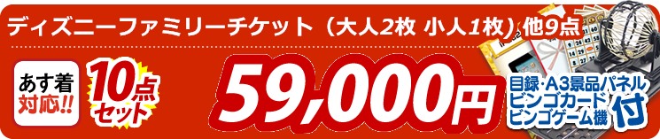 【目玉:ディズニーファミリーチケット(大人2枚 小人1枚)】10点セット 10点セット 59000円
