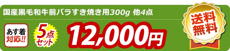 【目玉：国産黒毛和牛前バラすき焼き用300g】5点セット 5点セット 12000円