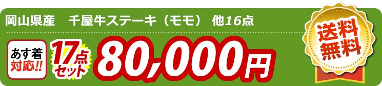 【目玉：岡山県産　千屋牛ステーキ（モモ）】17点セット 17点セット 80000円