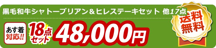 【目玉：黒毛和牛シャトーブリアン＆ヒレステーキセット】18点セット 18点セット 48000円