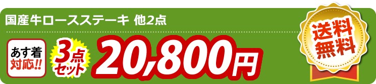 【目玉：国産牛ロースステーキ】3点セット 3点セット 20800円