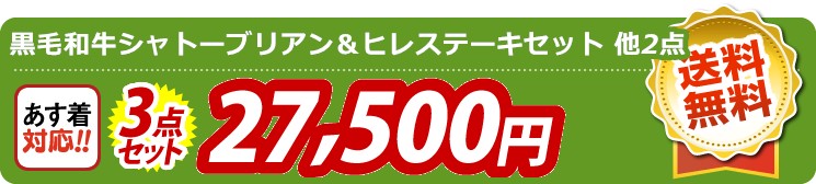 【目玉：黒毛和牛シャトーブリアン＆ヒレステーキセット】3点セット 3点セット 27500円