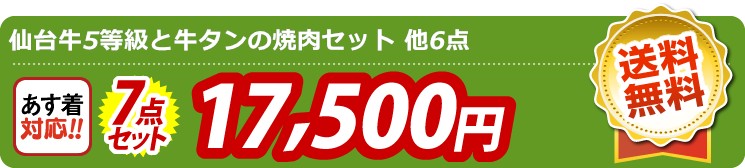 【目玉：仙台牛5等級と牛タンの焼肉セット】7点セット 7点セット 17500円