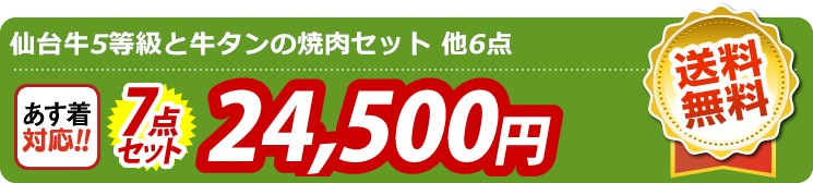 【目玉：仙台牛5等級と牛タンの焼肉セット】7点セット 7点セット 24500円