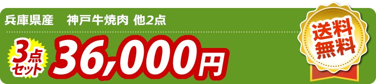 【目玉：兵庫県産神戸牛焼肉】3点セット 3点セット 36000円