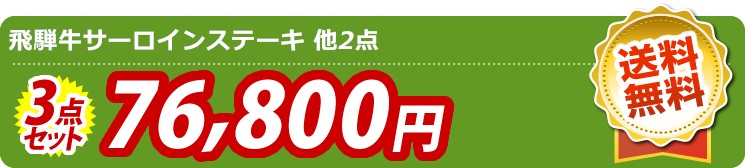 【目玉：飛騨牛サーロインステーキ】3点セット 3点セット 76800円