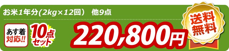 【目玉：お米1年分(2kg×12回）】10点セット 10点セット 220800円