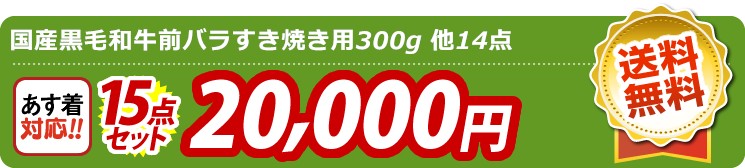 【目玉：国産黒毛和牛前バラすき焼き用300g】15点セット 15点セット 20000円