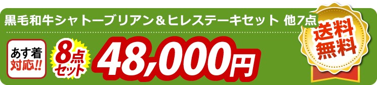 【目玉：黒毛和牛シャトーブリアン＆ヒレステーキセット】8点セット 8点セット 48000円