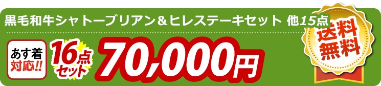 【目玉：黒毛和牛シャトーブリアン＆ヒレステーキセット】16点セット 16点セット 70000円