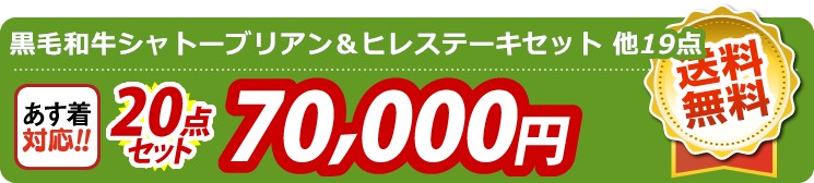 【目玉：黒毛和牛シャトーブリアン＆ヒレステーキセット】20点セット 20点セット 70000円