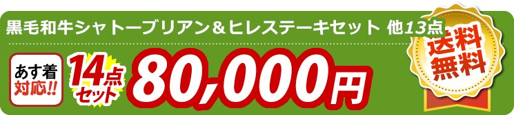 【目玉：黒毛和牛シャトーブリアン＆ヒレステーキセット】14点セット 14点セット 80000円